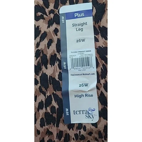 Leopard Print Jeans Womens Plus 26W Straight Leg Stretch Denim 5 Pocket Mob Wife - Picture 12 of 14